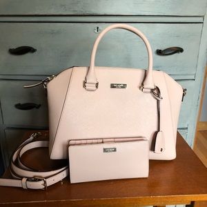 Blush pink Kate Spade purse and matching wallet